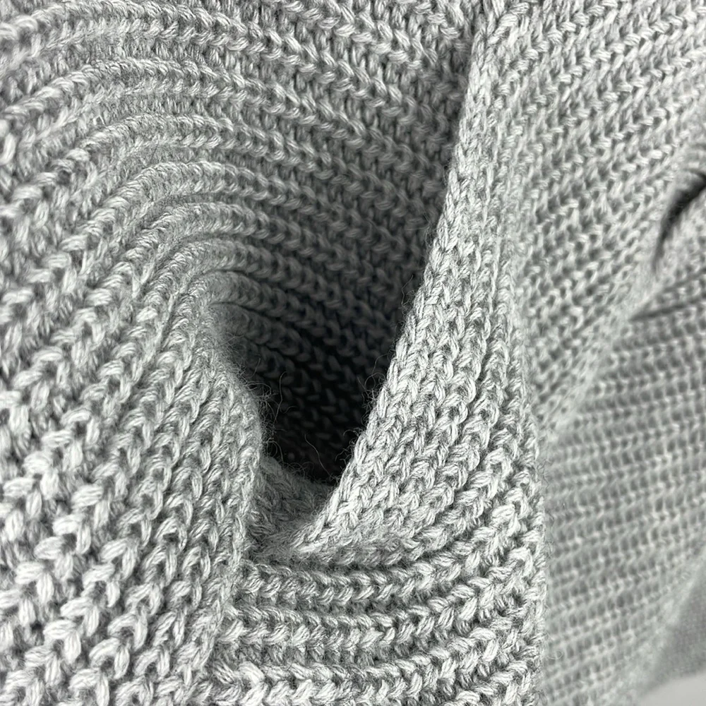 Lauren Vidal Light Gray Wool Blend Sculptural Knit Sweater Size Extra Small XS